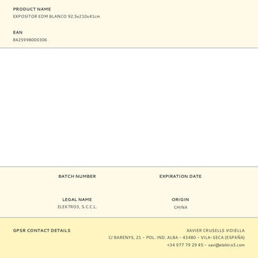 Expositor edm blanco 92,5x210x41cm