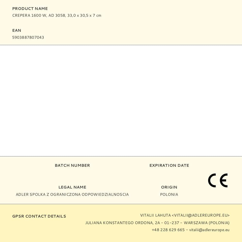 Crepera ad 3058 1600 w