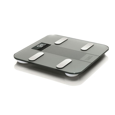 Bascula de baño smart bluetooth con cálculo de la composición corporal, color plateado, 180 kg