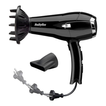 Secador de pelo negro con cable retráctil 2000 w