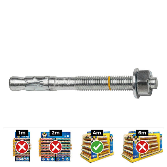 Anclaje homologado ce bap ø10 x 60 mm/10 zincado, caja 40 uds