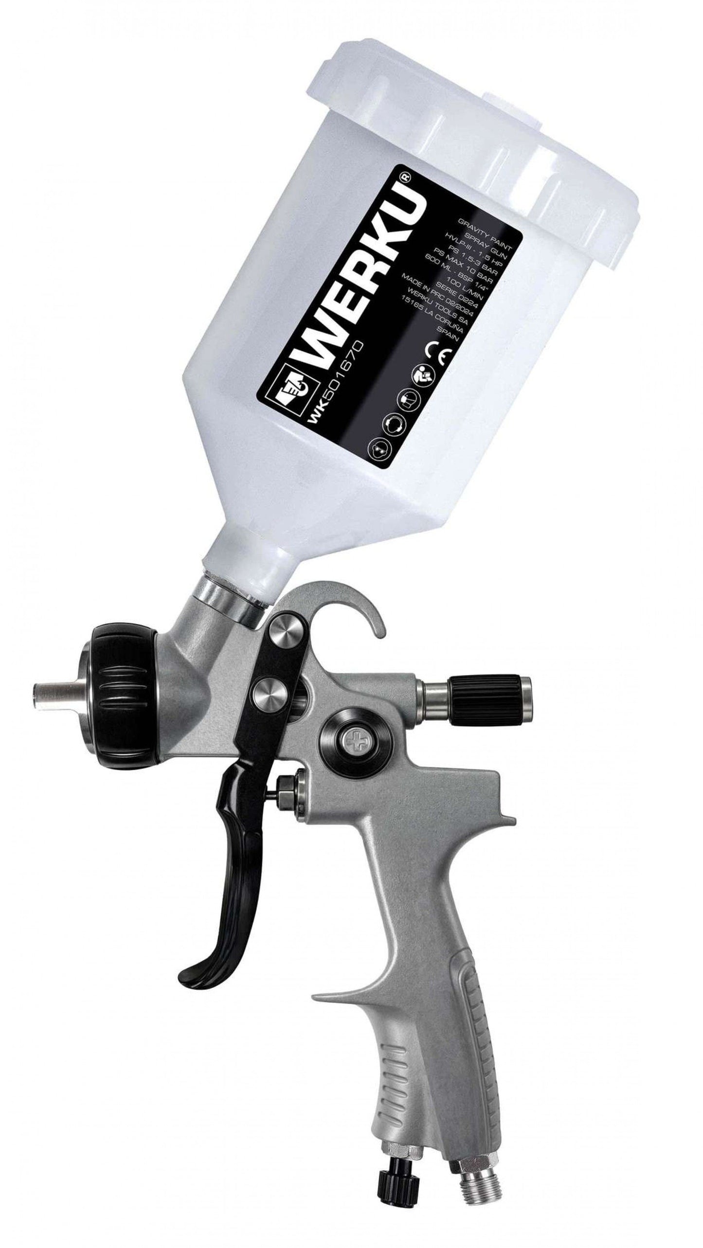 Werku WK501670 Pistola Pintar Gravedad HVLP-II 600 ml Boquilla 1.7 mm