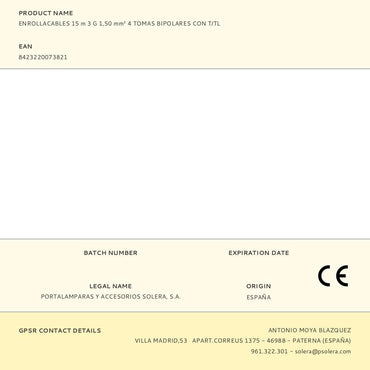Enrollacables 15 m 3 g 1,50 mm² 4 tomas bipolares con t/tl