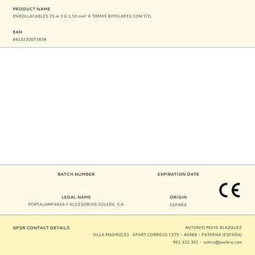 Enrollacables 25 m 3 g 1,50 mm² 4 tomas bipolares con t/tl