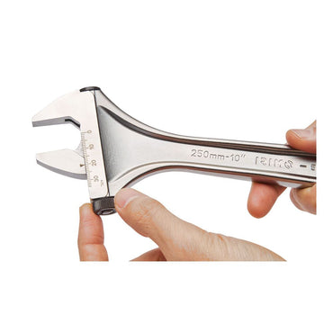 Llave ajustable de moleta lateral cromada, 250 mm