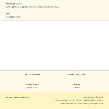 Grapa estrecha serie 90 / 20 mm galvanizada, 3000 uds