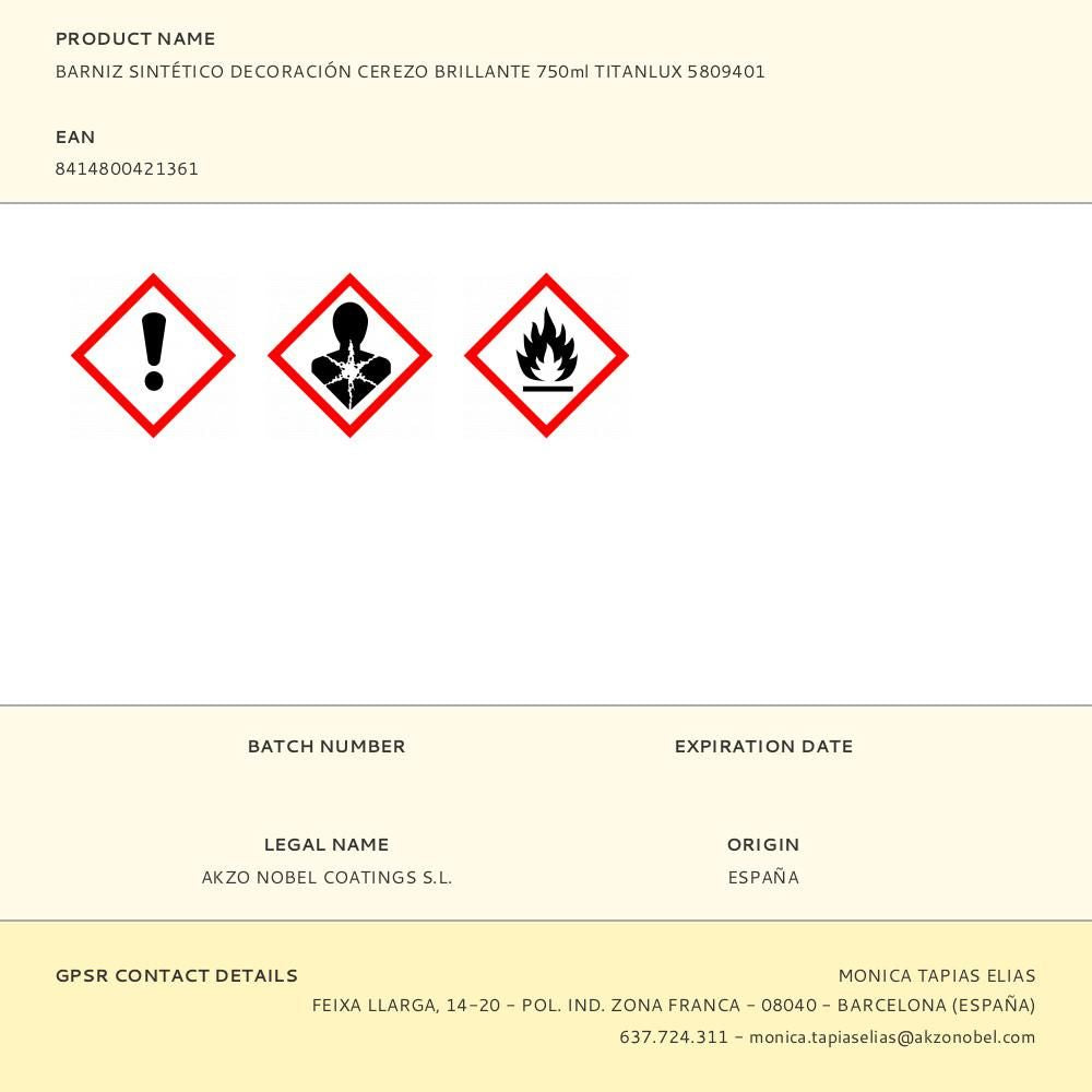 Barniz sintético decoración cerezo brillante 750 ml