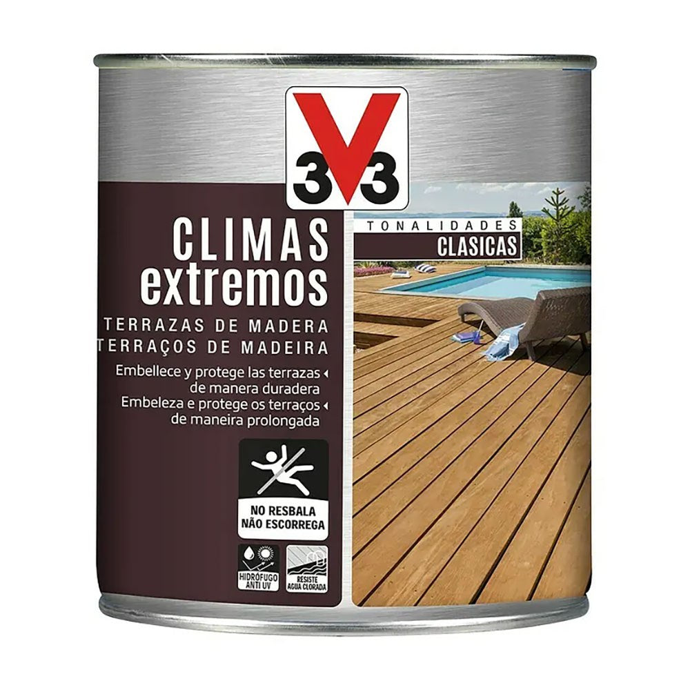 Protector de terrazas de madera climas extremos, teca, 750 ml