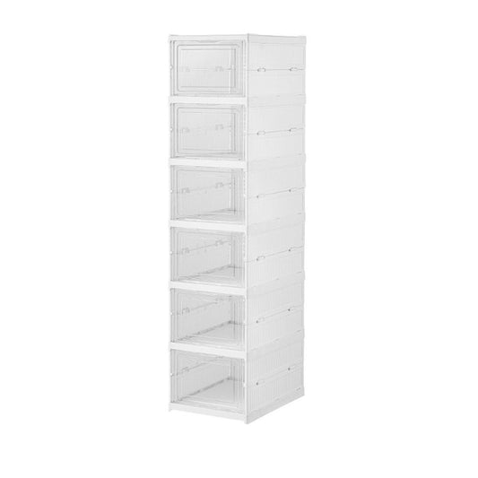 Zapatero plegable, 6 pares, blanco, 25,5 x 34,5 x 105 cm