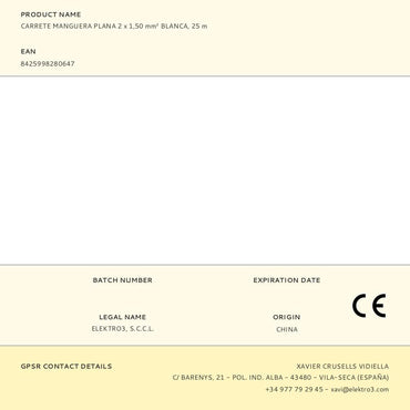 Carrete manguera plana 2 x 1,50 mm² blanca, 25 m