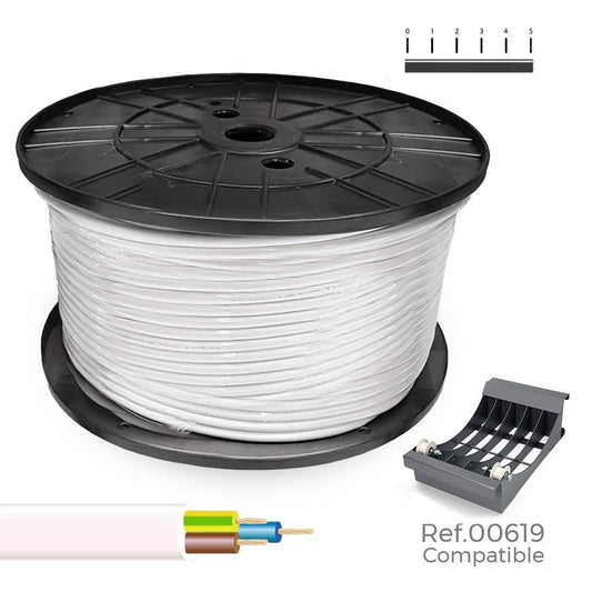 Manguera tubular h05vv-f 3 g 2,50 mm² blanca,150 m. (bobina grande)
