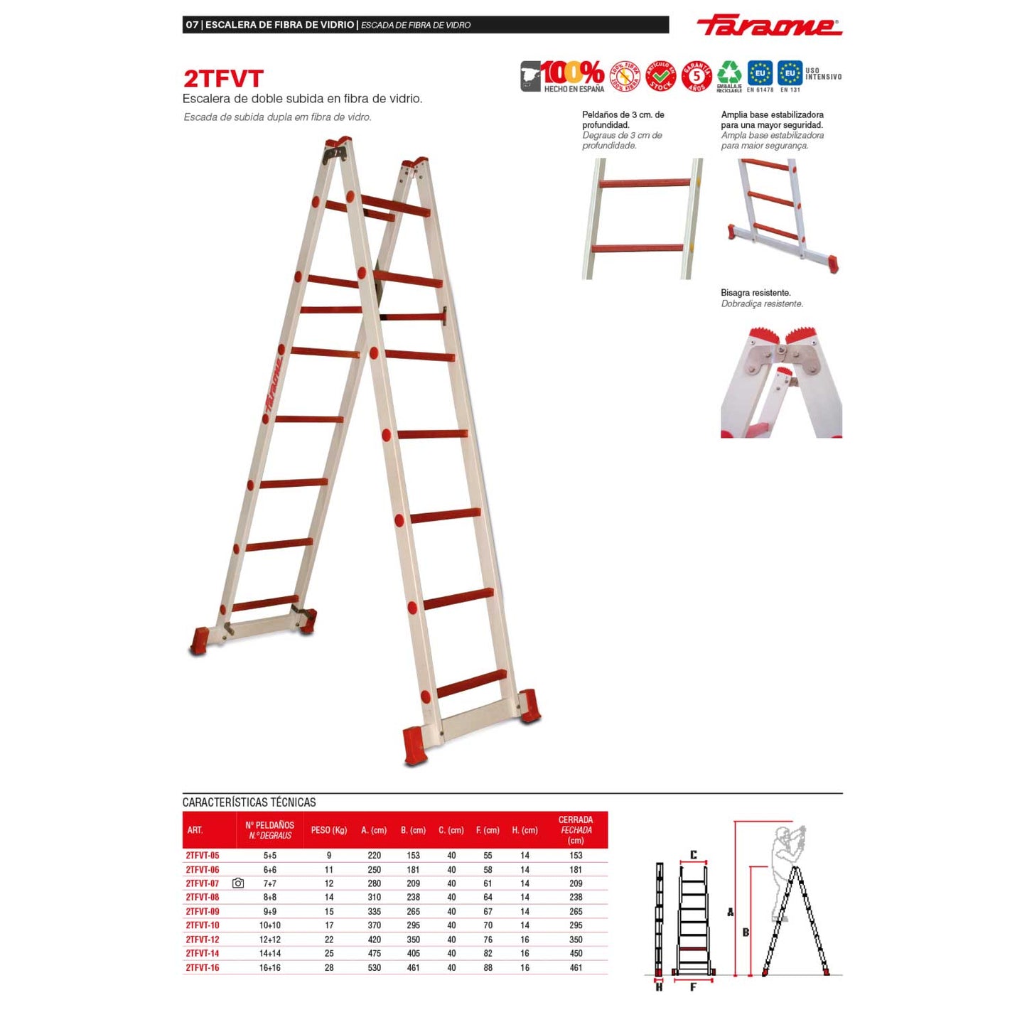 2TFVT | Escalera de doble subida de fibra de vidrio