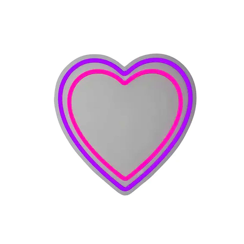 Luz led neón decorativa corazón - espejo, 33 x 2 x 32 cm