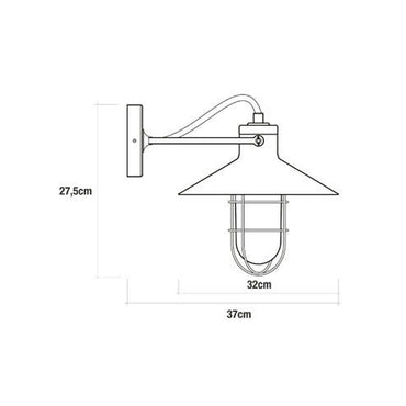 Aplique de pared metalico vintage e27 60 w color negro ø32 x 37 x 27,5 cm