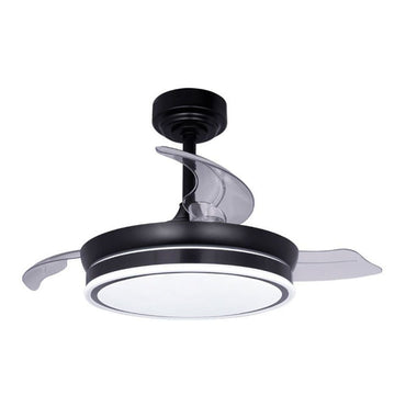 Ventilador de techo led 3cct aspas retráctiles moss mini 46 w 5520 lm negro, aspas ø92 cm, plafón ø39 cm, altura 32 - 42 cm