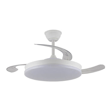 Ventilador techo, led 3cct, aspas retráctiles, milky m eco, 45 w, 4400 lm, blanco, ø106 cm, plafón ø48 cm, altura 32 - 42 cm