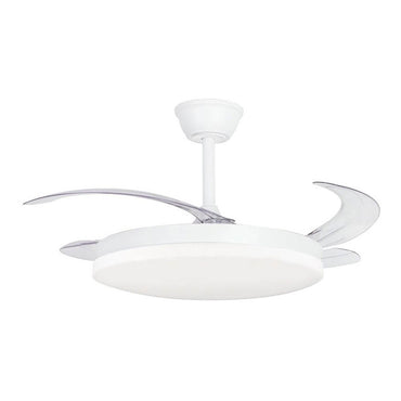 Ventilador techo, led 3cct, aspas retráctiles, milky l evo smart, 72 w, 7920 lm, blanco, ø120 cm, plafón ø48 cm, altura 32 - 42 cm