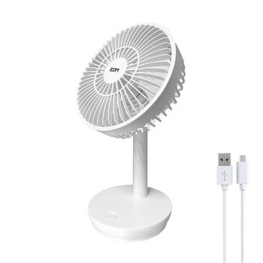 Ventilador de sobremesa recargable blanco 5w - 31,6 db - aspas: ø14,5 cm 17 x 13 x 26 cm