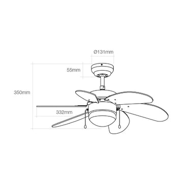 Ventilador de techo modelo aral. color blanco. potencia: 50 w aspas: ø76cm