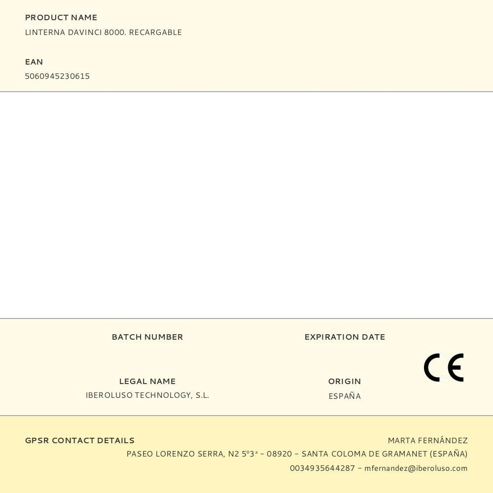 Linterna davinci 8000. recargable