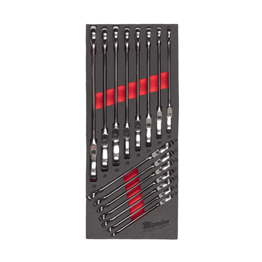 Milwaukee 1/3 espuma con 15 llaves combinadas MAX BITE™ con carraca y articuladas