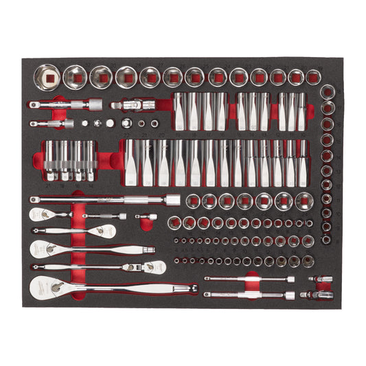 Milwaukee 3/3 espuma con llaves y vasos de 1/4", 3/8" y 1/2"