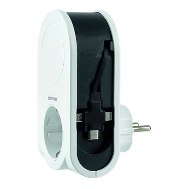 Adaptador 3 conectores usb + 1 usb a + 1 toma schuko 16a 250 v~ blanco