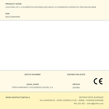 Caja para icp 1-4 elementos distribucion hasta 12 elementos superficie ip40 solera 8698