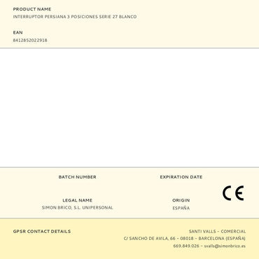 Interruptor persiana 3 posiciones serie 27 blanco