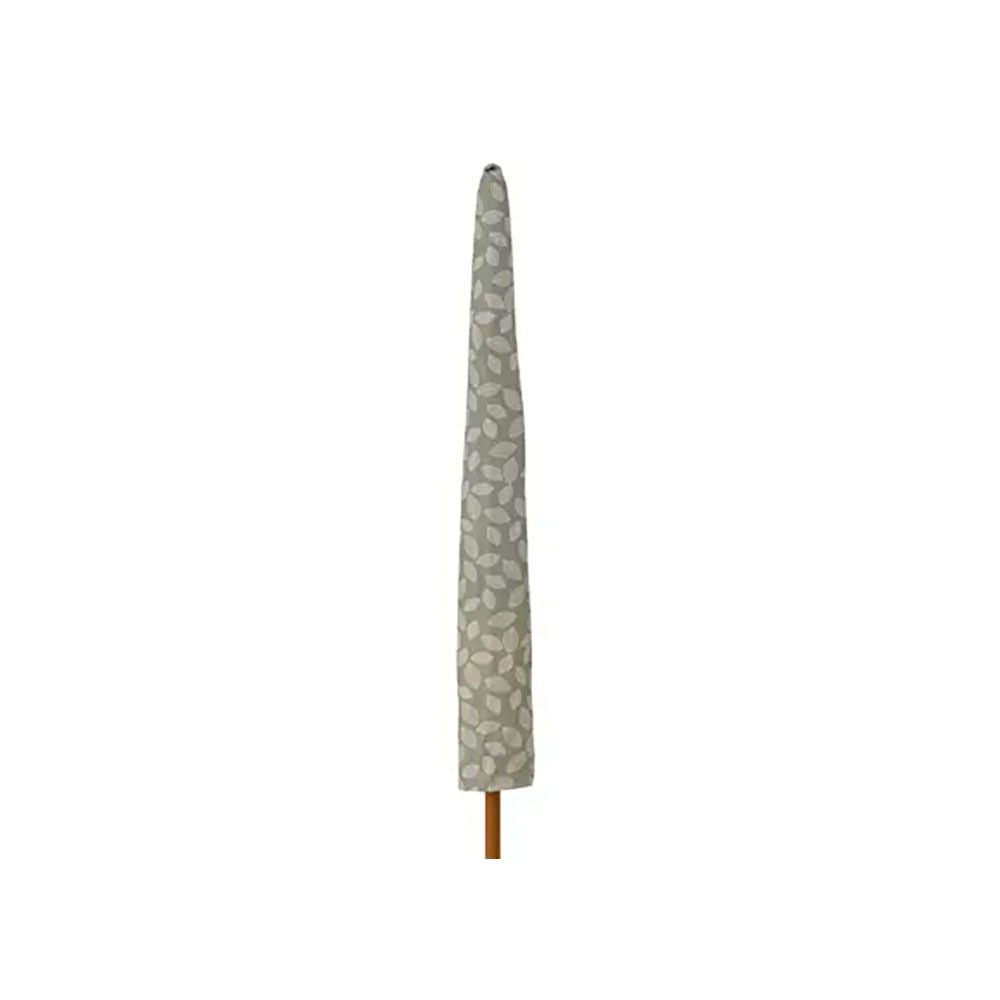 Parasol para jardín, verde con diseño de hojas y flecos beige, ø180 x 216 cm