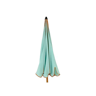 Parasol para jardín, verde agua con ribete coral, ø195 x 215 cm