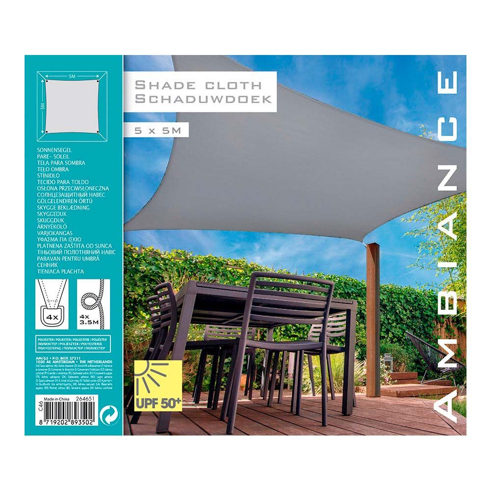 Toldo vela cuadrado color: gris claro 5 x 5 m