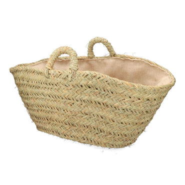 Cesta oval forrada para leñero de esparto, 60 x 35 x 45 cm