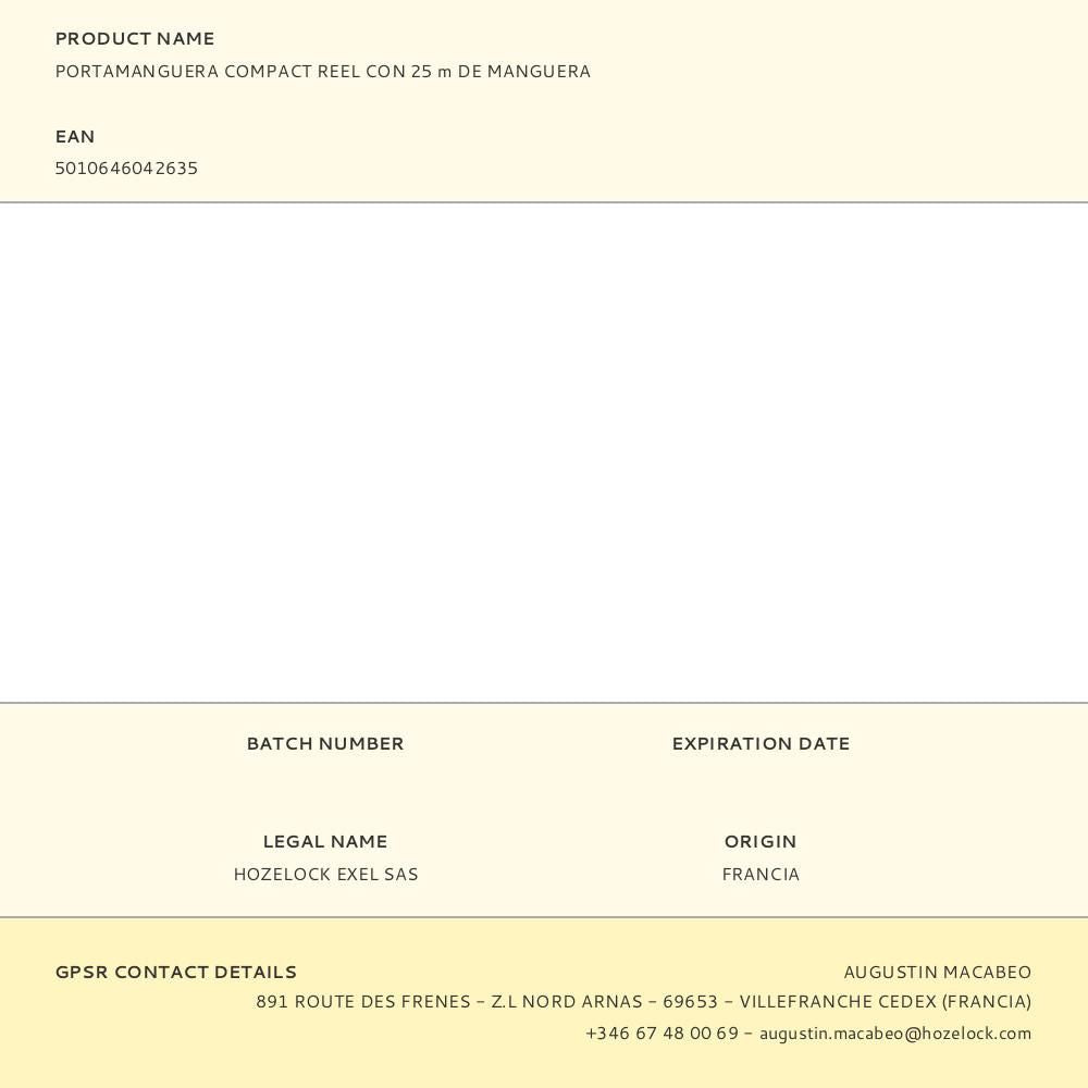 Enrollador de manguera manual compact reel 25 m