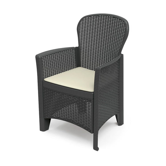 Butaca imitación rattan folia color antracita 60 x 58 x 89 cm