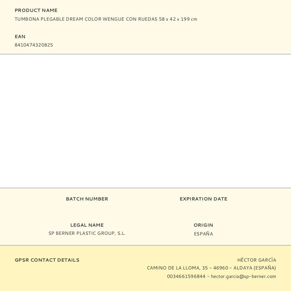 Tumbona plegable con ruedas dream color wengue 58 x 42 x 199 cm