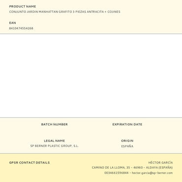 Conjunto jardín manhattan grafito 3 piezas antracita + cojines