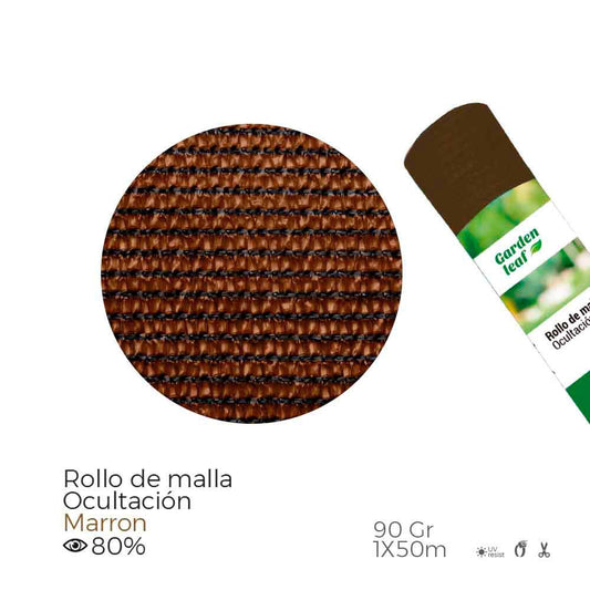 Rollo de malla de ocultación color marrón 90g 1x50m