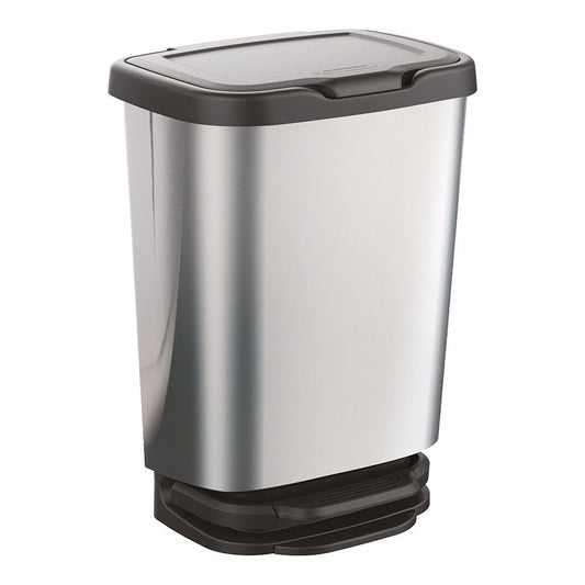 Cubo con pedal jive con cierre amortiguado plata/negro 33,2 x 25,2 x 45,8 cm 20 l