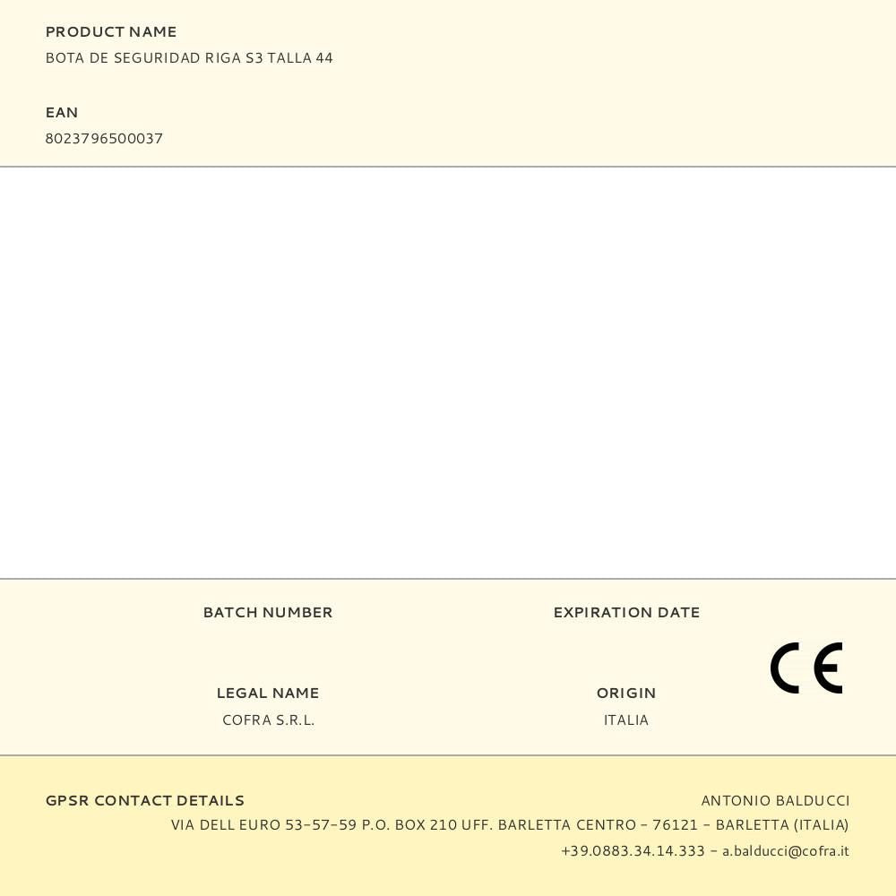 Bota de seguridad riga s3 talla 44