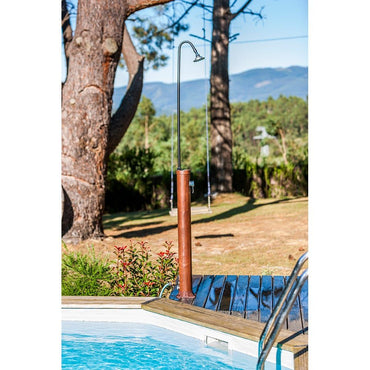 Ducha pvc aspecto madera con acumulador de agua 9 l