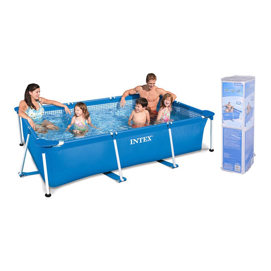 Piscina con estructura metálica rectangular, depuradora no incluida, 300 x 200 x 75 cm