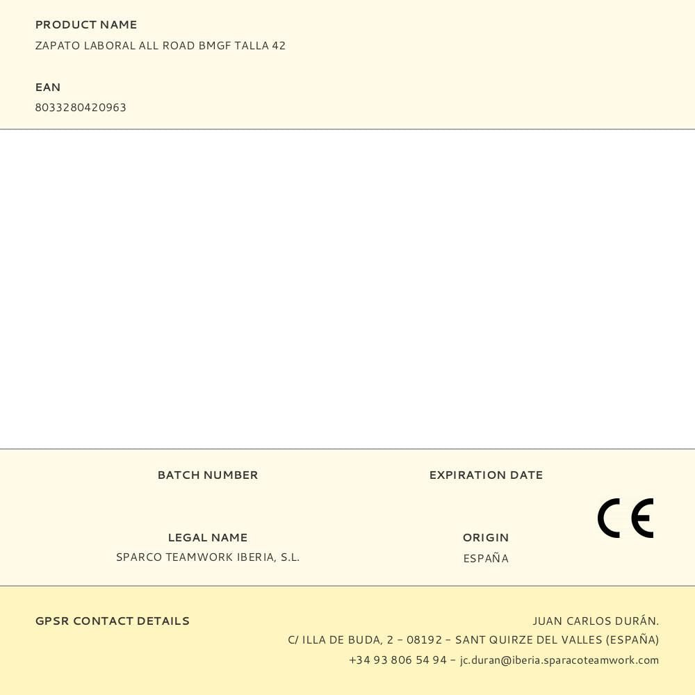 Zapato laboral all road bmgf talla 42
