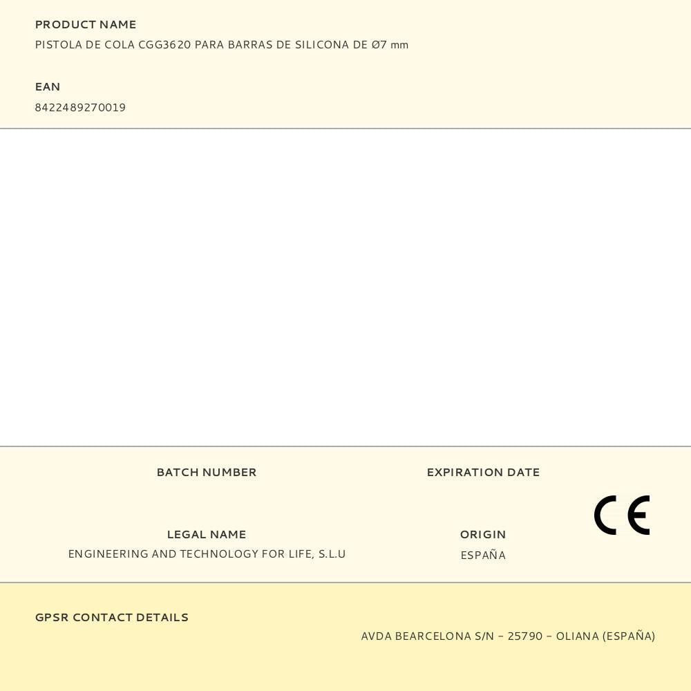 Pistola de cola cgg3620 para barras de silicona de ø7 mm