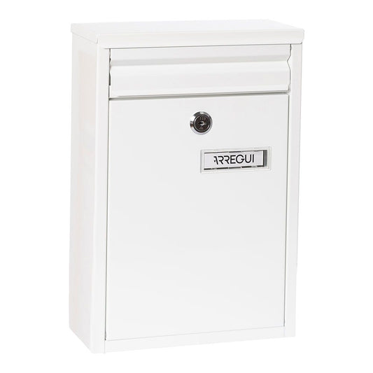 Buzón individual exterior, pequeño, zaguán, acero, blanco, 22 x 8 x 32 cm