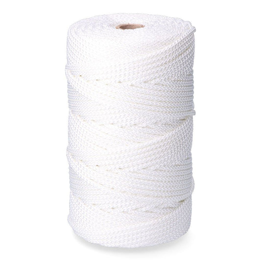 Cordón trenzado poliéster granete blanco, calibre 6 mm x 200 m
