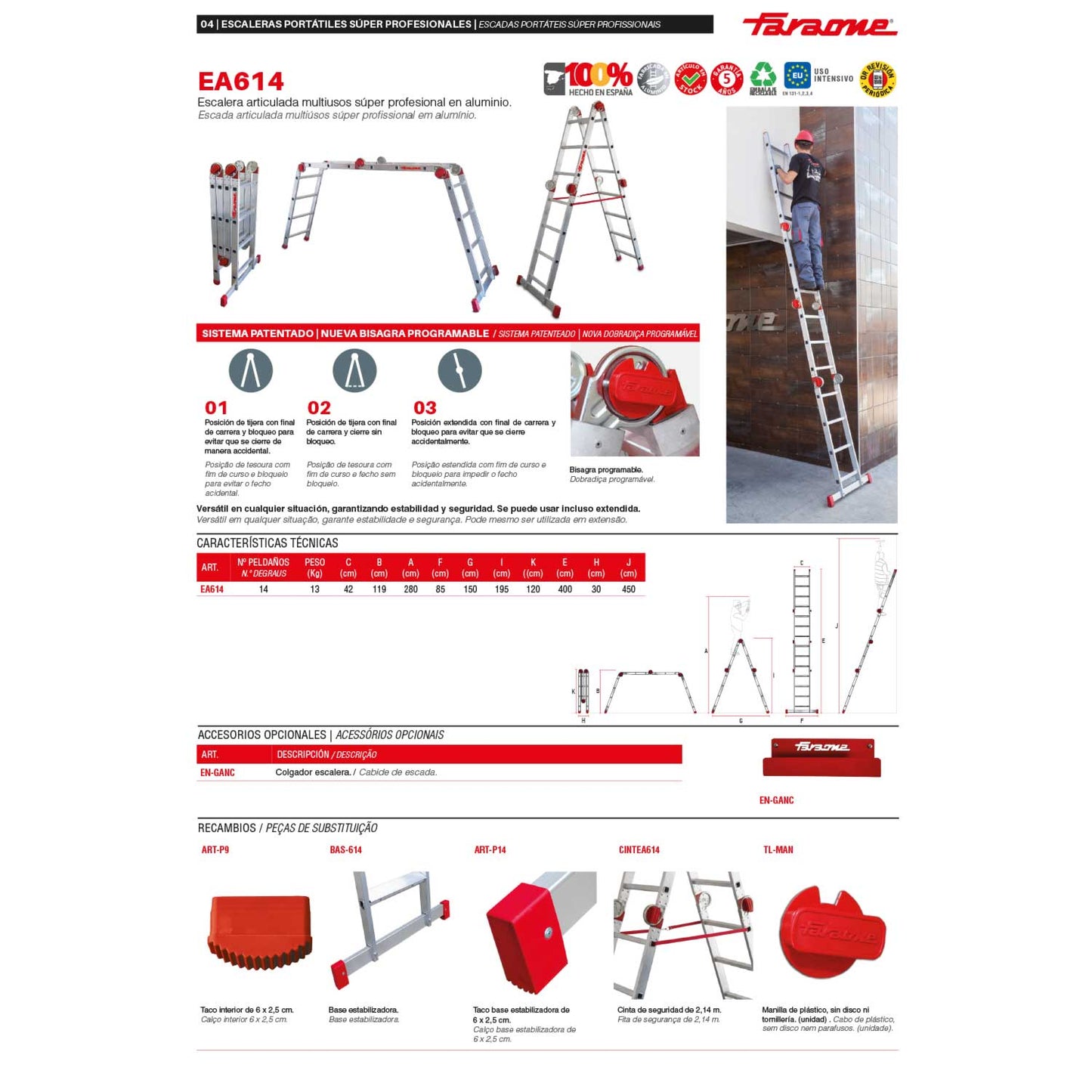 EA614 | Escalera articulada multiuso en aluminio