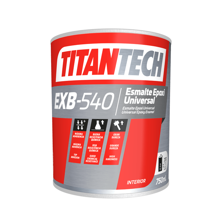 TitanTech Esmalte Epoxi Universal EXB-540 — Bicomponente Brillante Alta Resistencia Química 750 ml