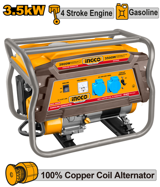 GE35006 Generador gasolina 3.500W | Energía portátil 220-240V