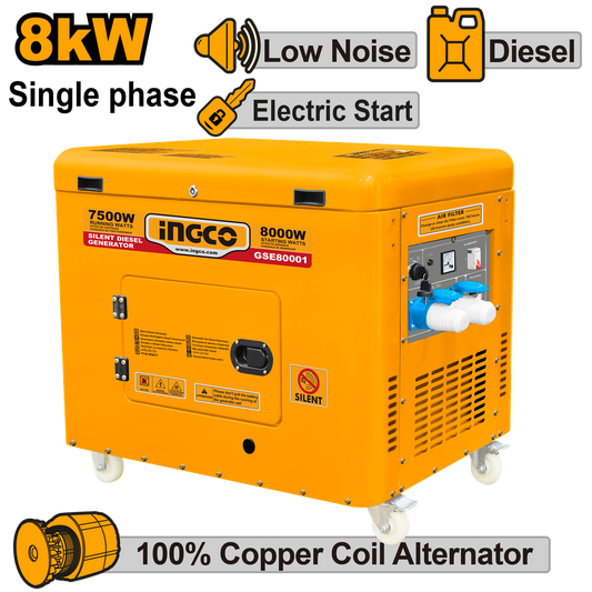 Generador diésel silencioso 8kW | Potencia profesional monofásica